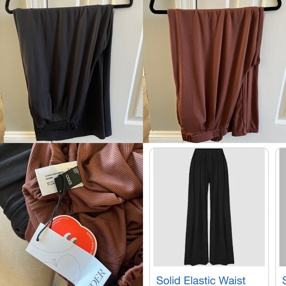 Cider wide leg ribbed pant bundle lot brown black tik tok pant